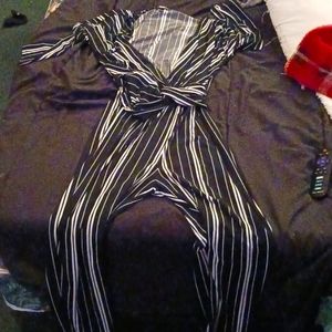 Romper long sleeve, black and white, medium